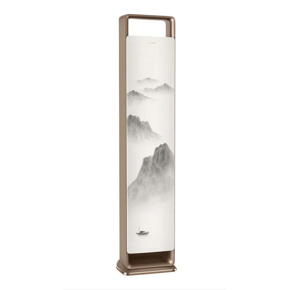 磨砂玻璃材质+丝印工艺国风立式空调图片，
